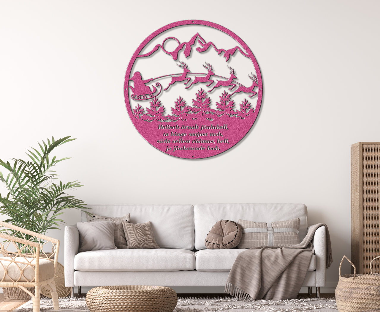 Christmas sign with Santa's sleigh