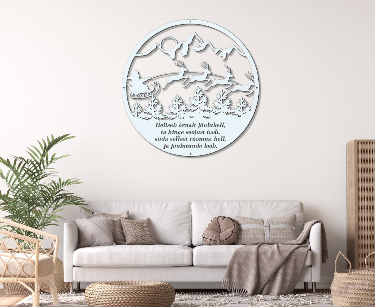 Christmas sign with Santa's sleigh