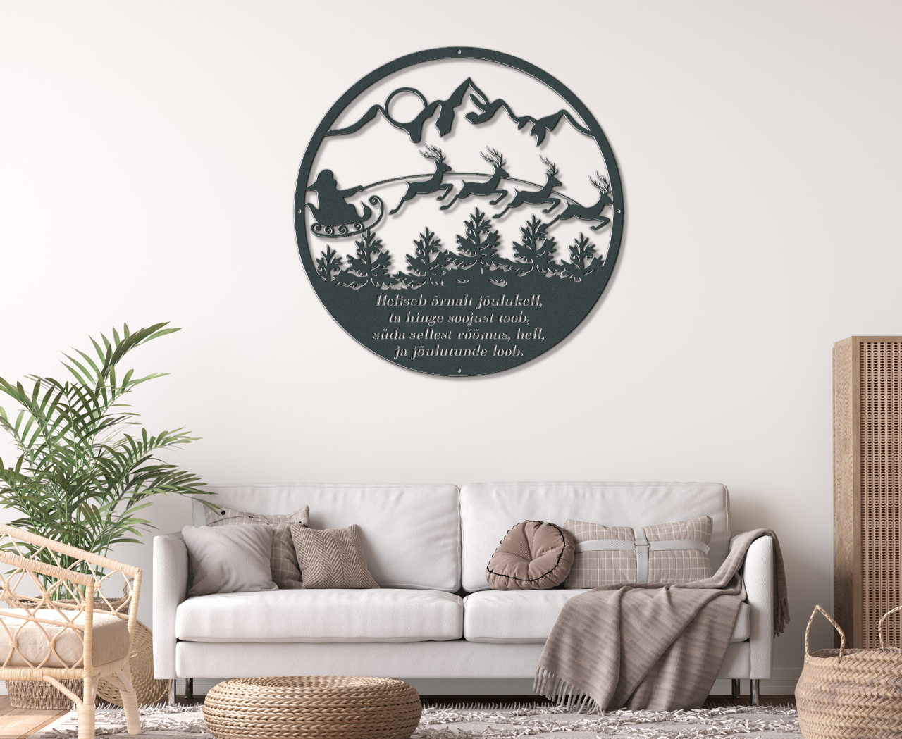 Christmas sign with Santa's sleigh
