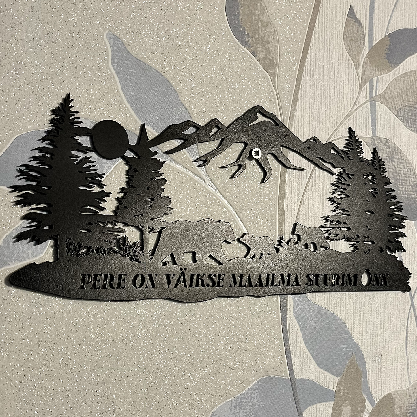 Bear family with mountains