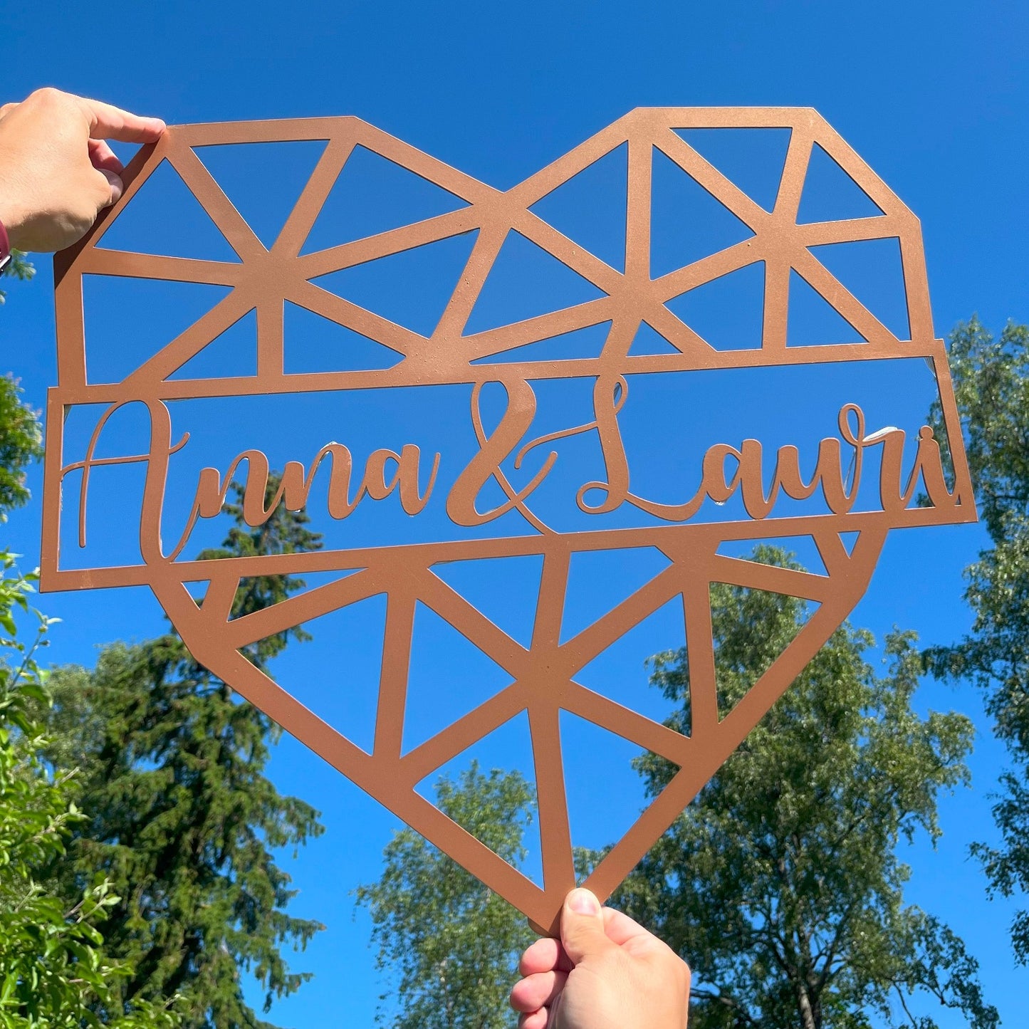 Custom Geometric Heart Metal Art