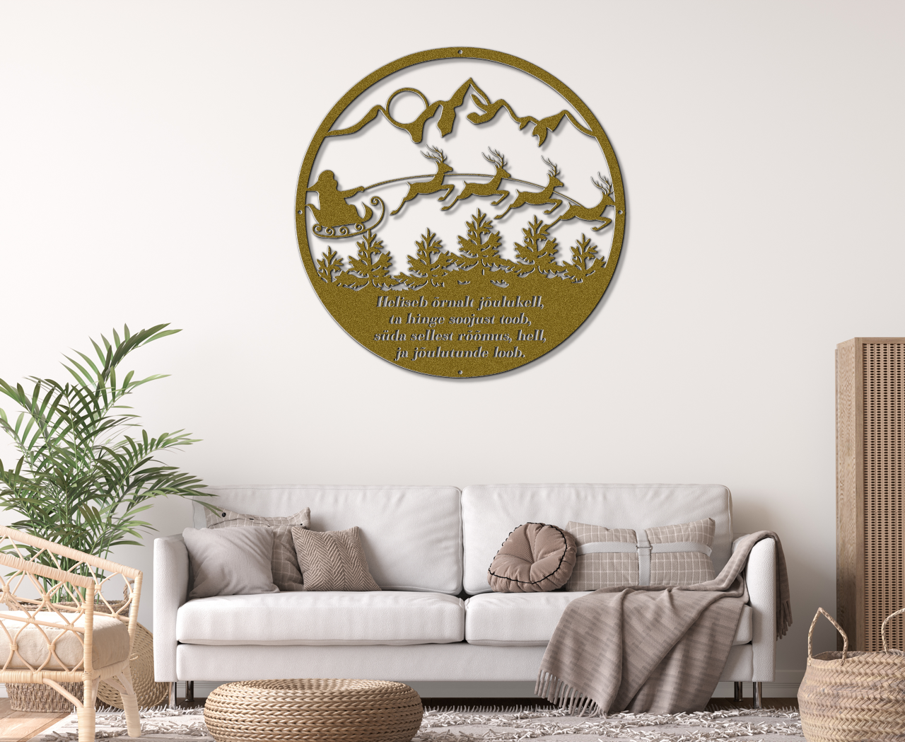 Christmas sign with Santa's sleigh