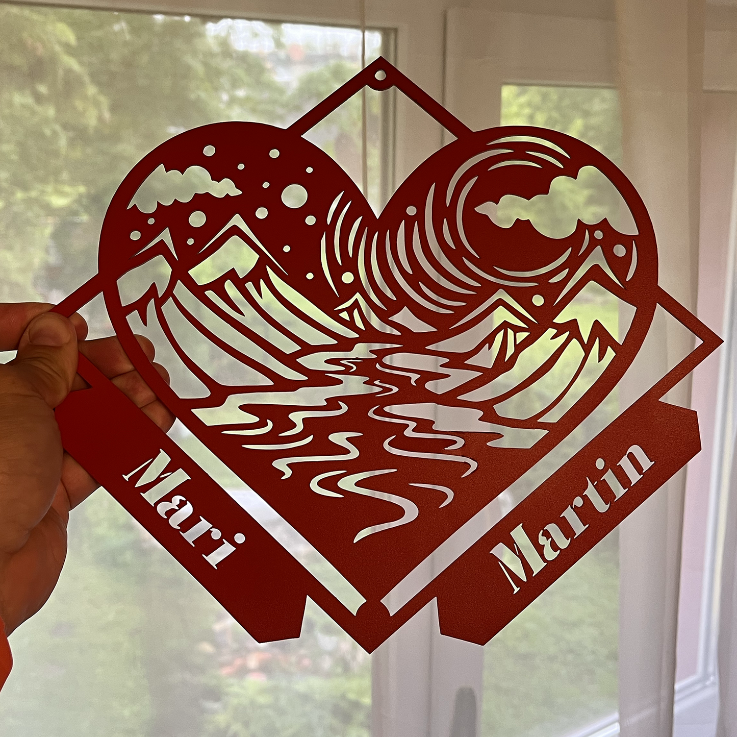 Customisable Heart with Mountains