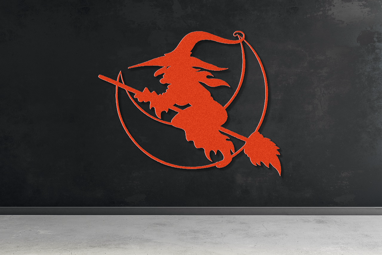 Halloween Moon Witch Metal Sign