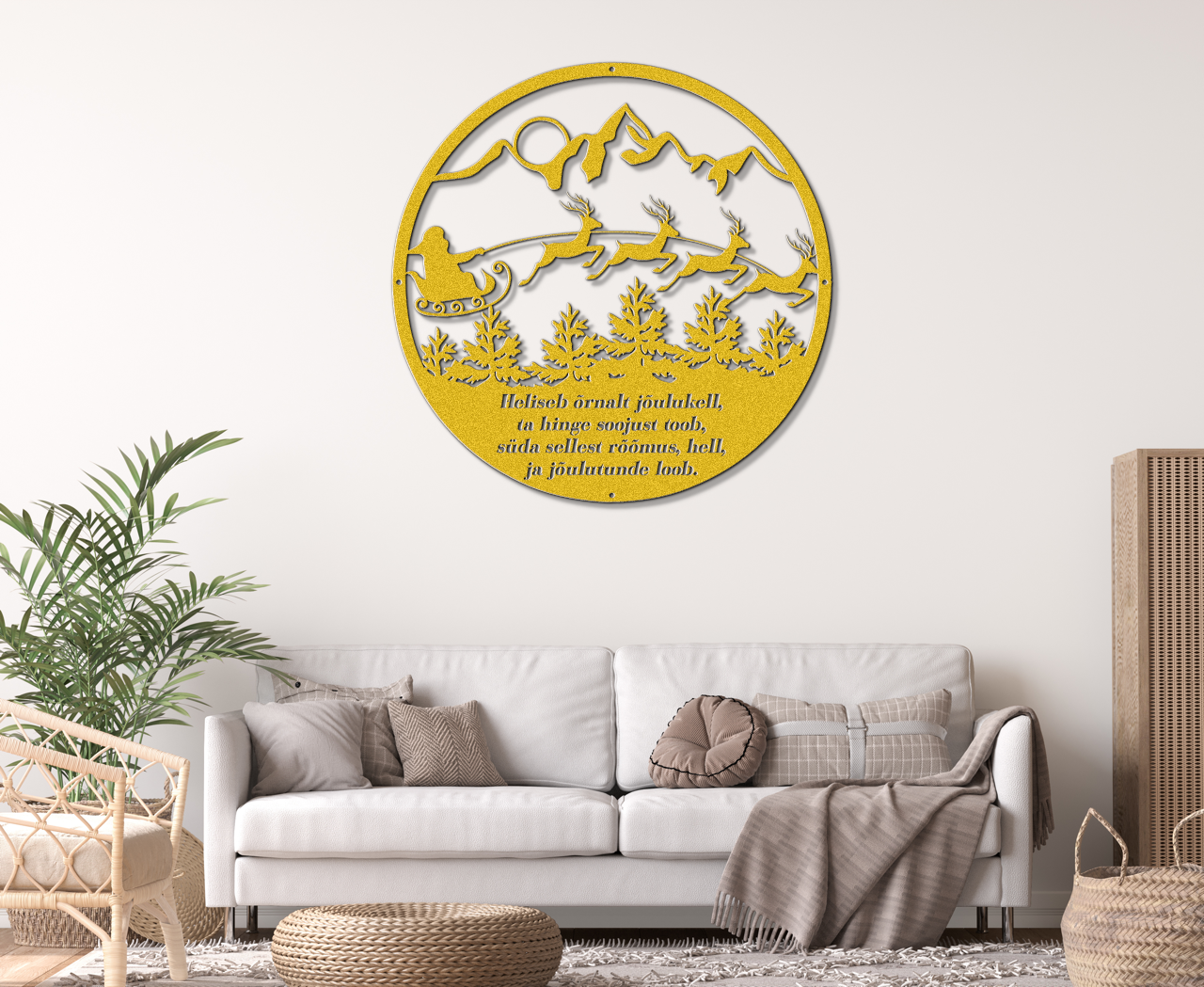Christmas sign with Santa's sleigh