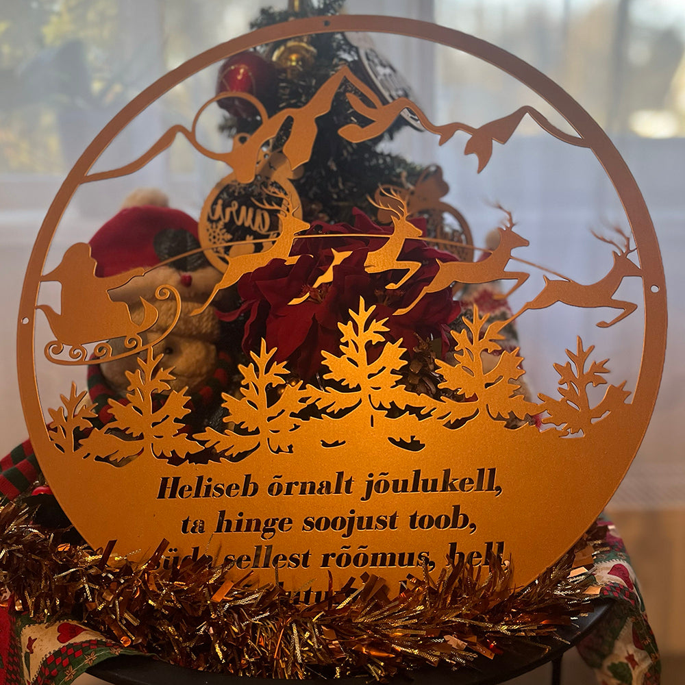 Christmas sign with Santa's sleigh