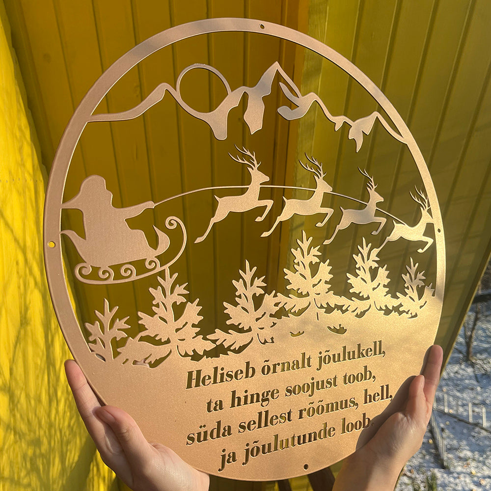 Christmas sign with Santa's sleigh