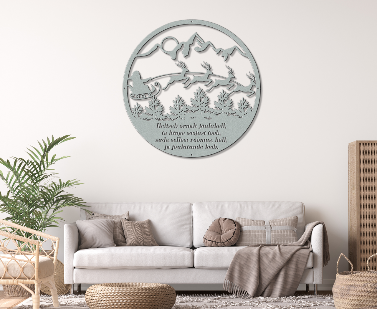 Christmas sign with Santa's sleigh