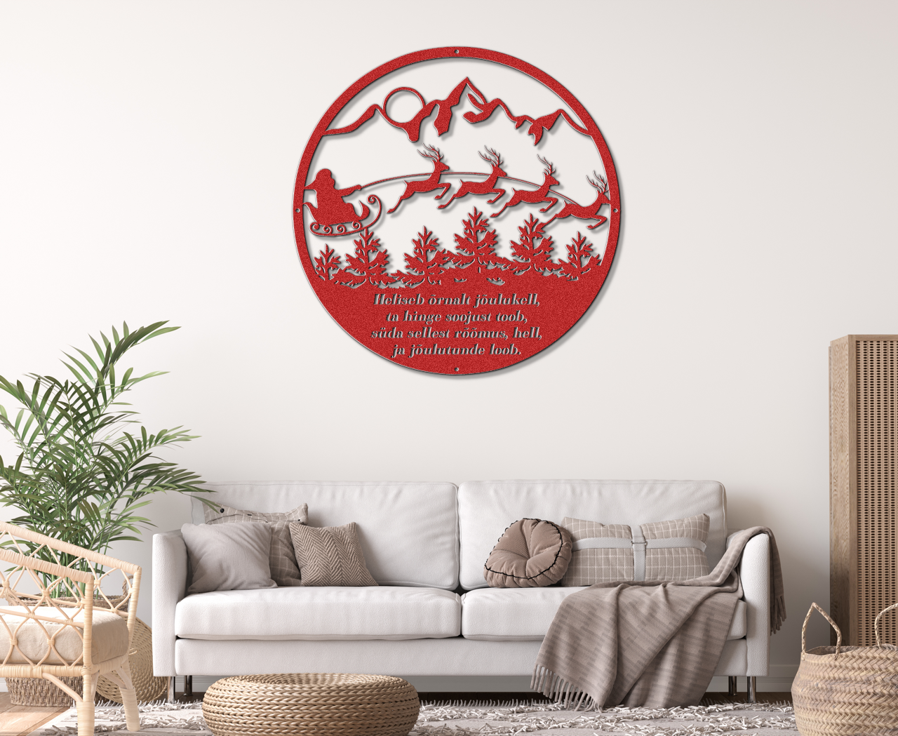 Christmas sign with Santa's sleigh