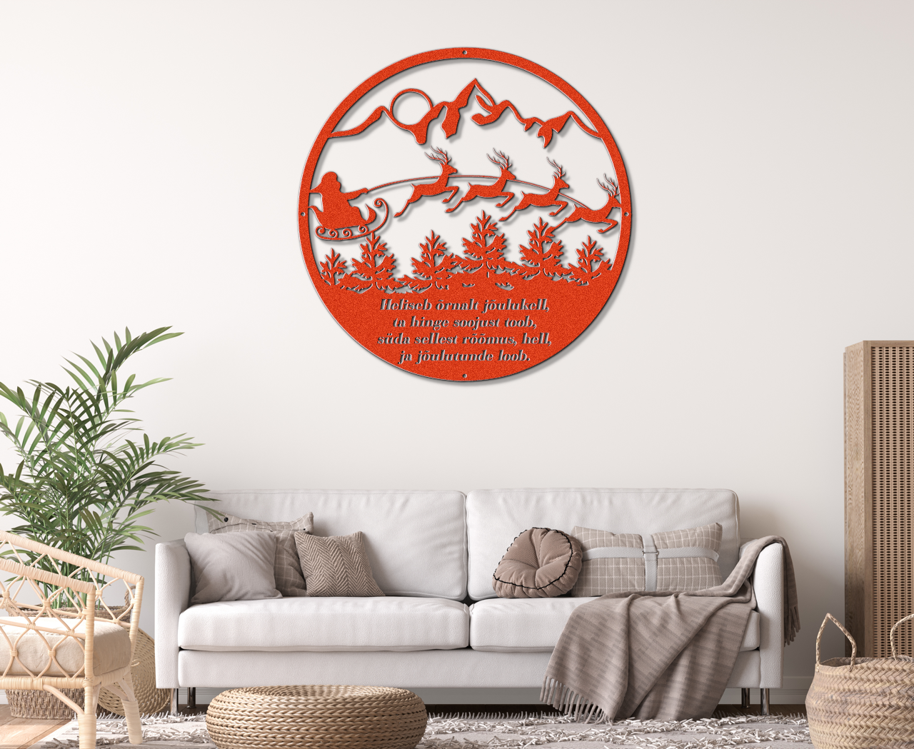 Christmas sign with Santa's sleigh