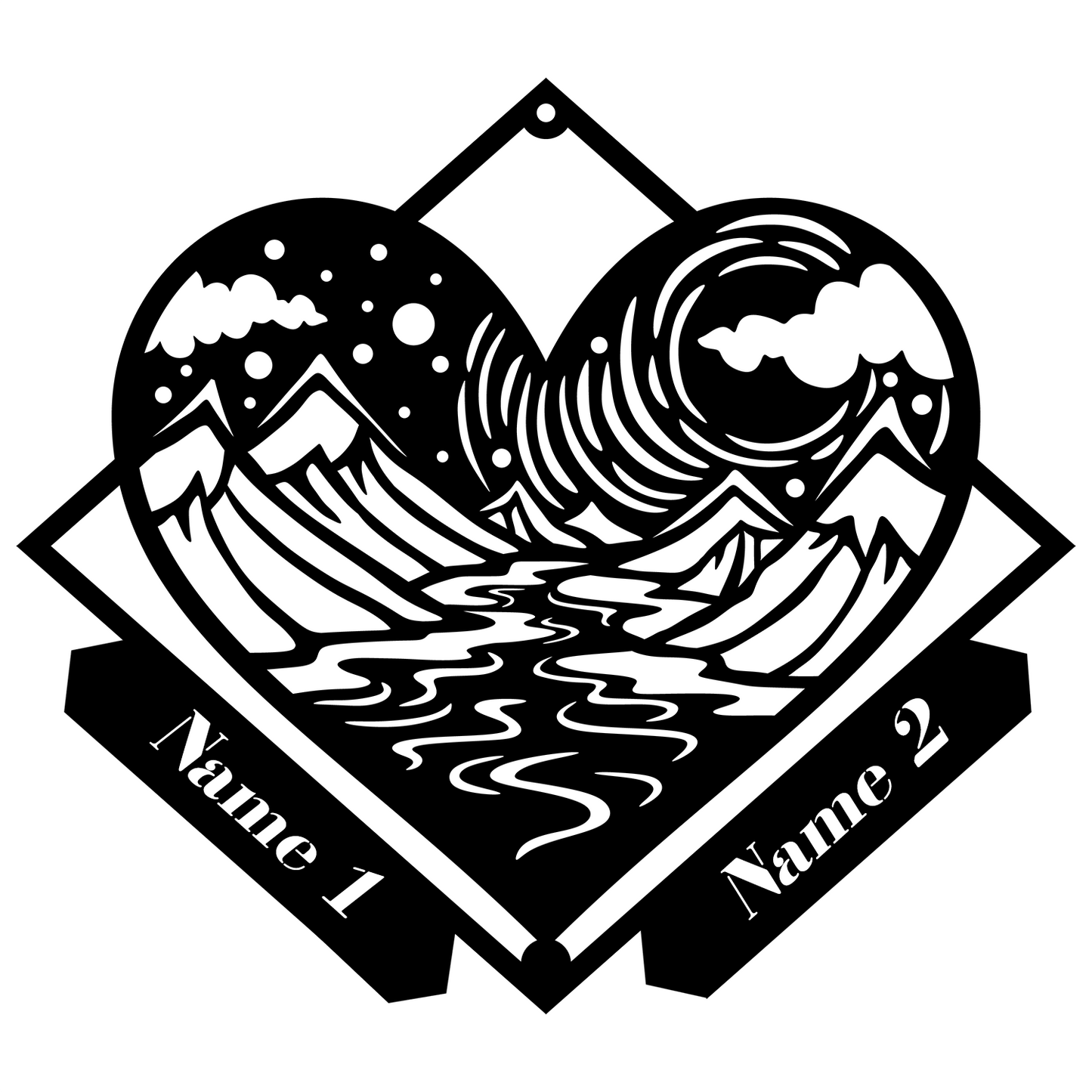 Customisable Heart with Mountains