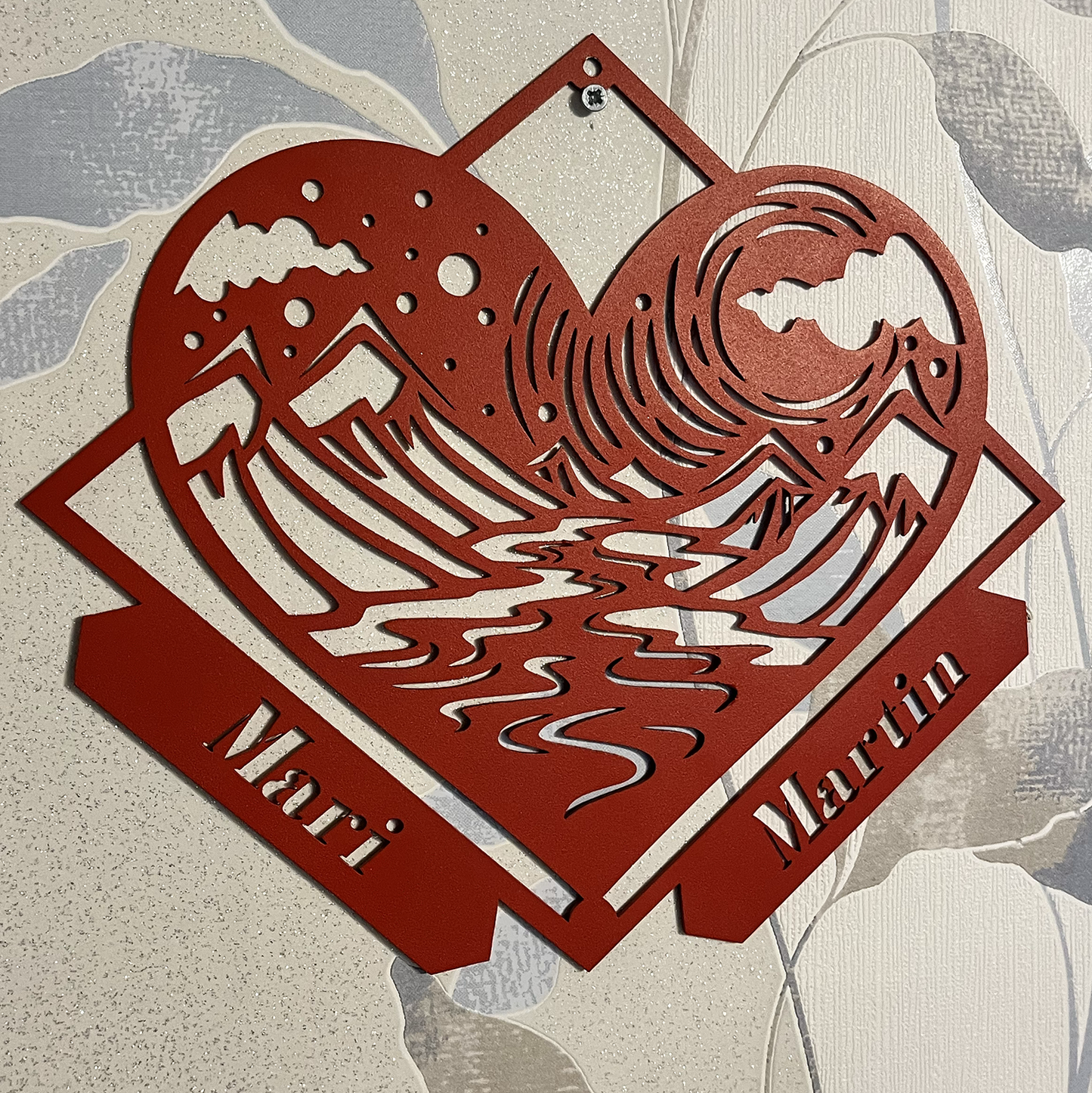 Customisable Heart with Mountains