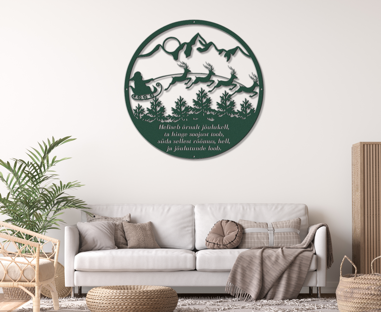 Christmas sign with Santa's sleigh