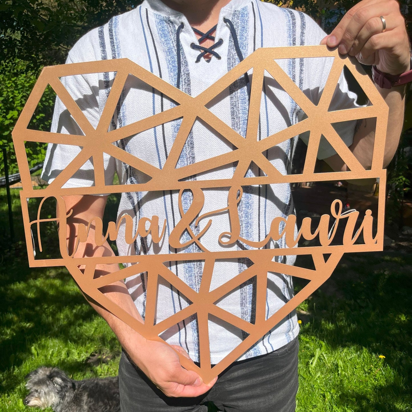 Custom Geometric Heart Metal Art
