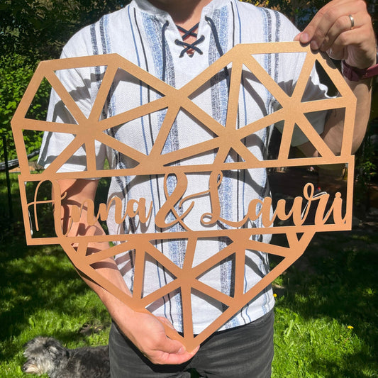 Custom Geometric Heart Metal Art