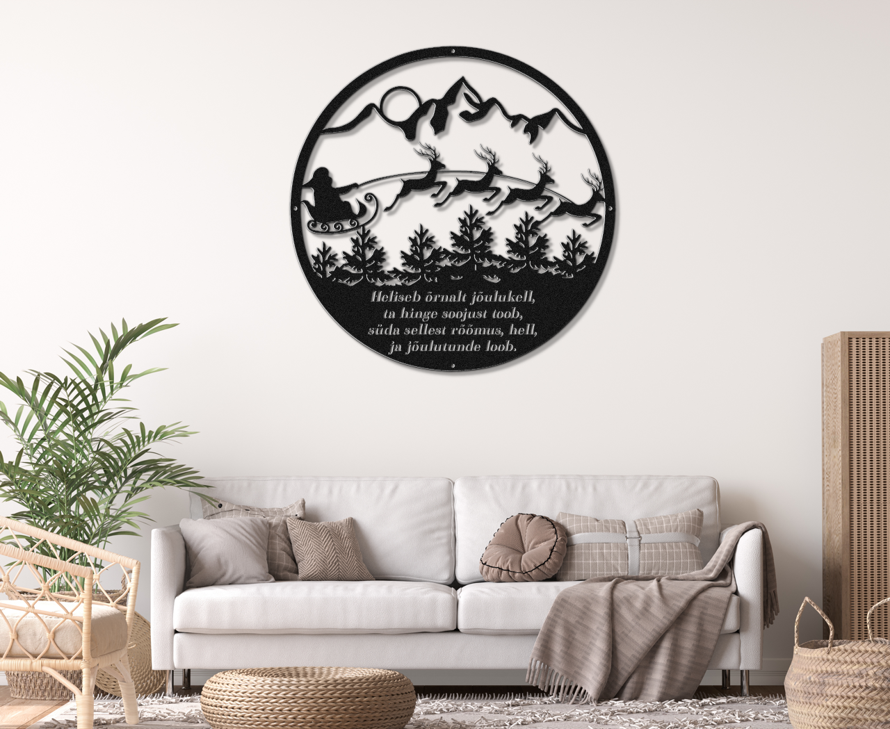 Christmas sign with Santa's sleigh