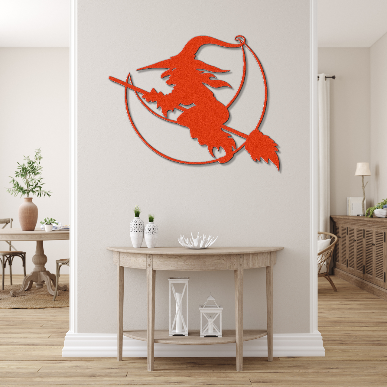 Halloween Moon Witch Metal Sign