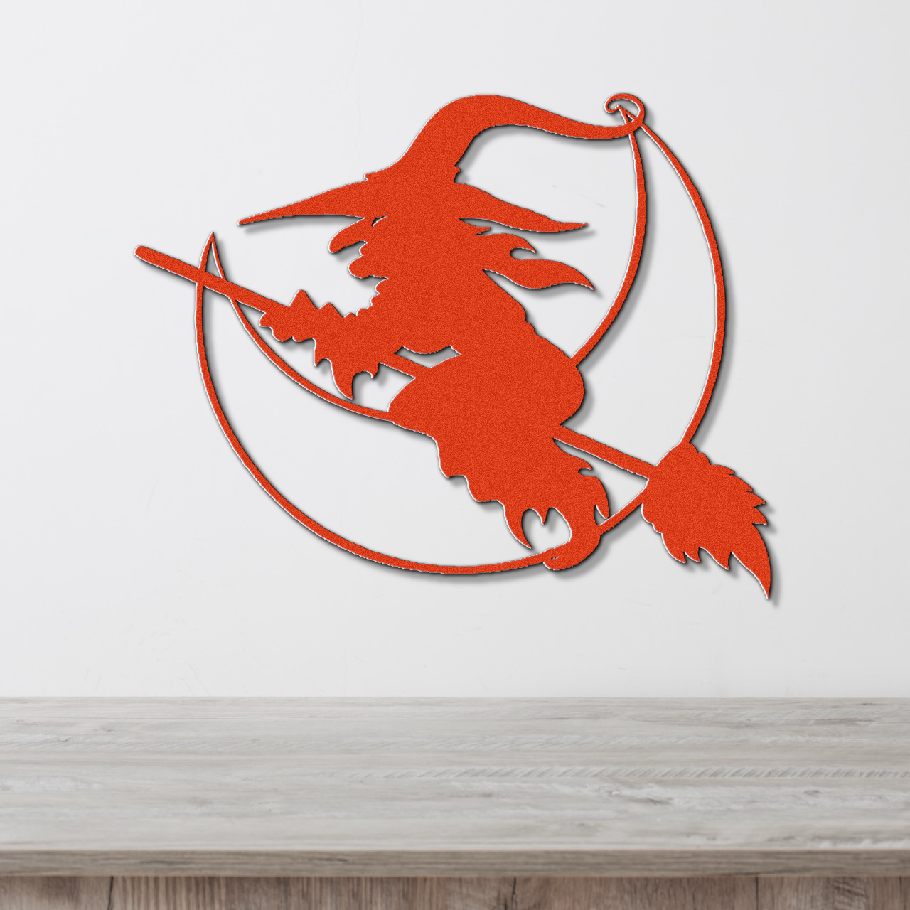 Halloween Moon Witch Metal Sign