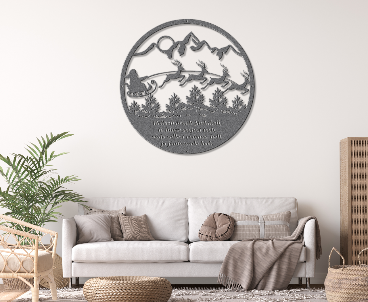 Christmas sign with Santa's sleigh