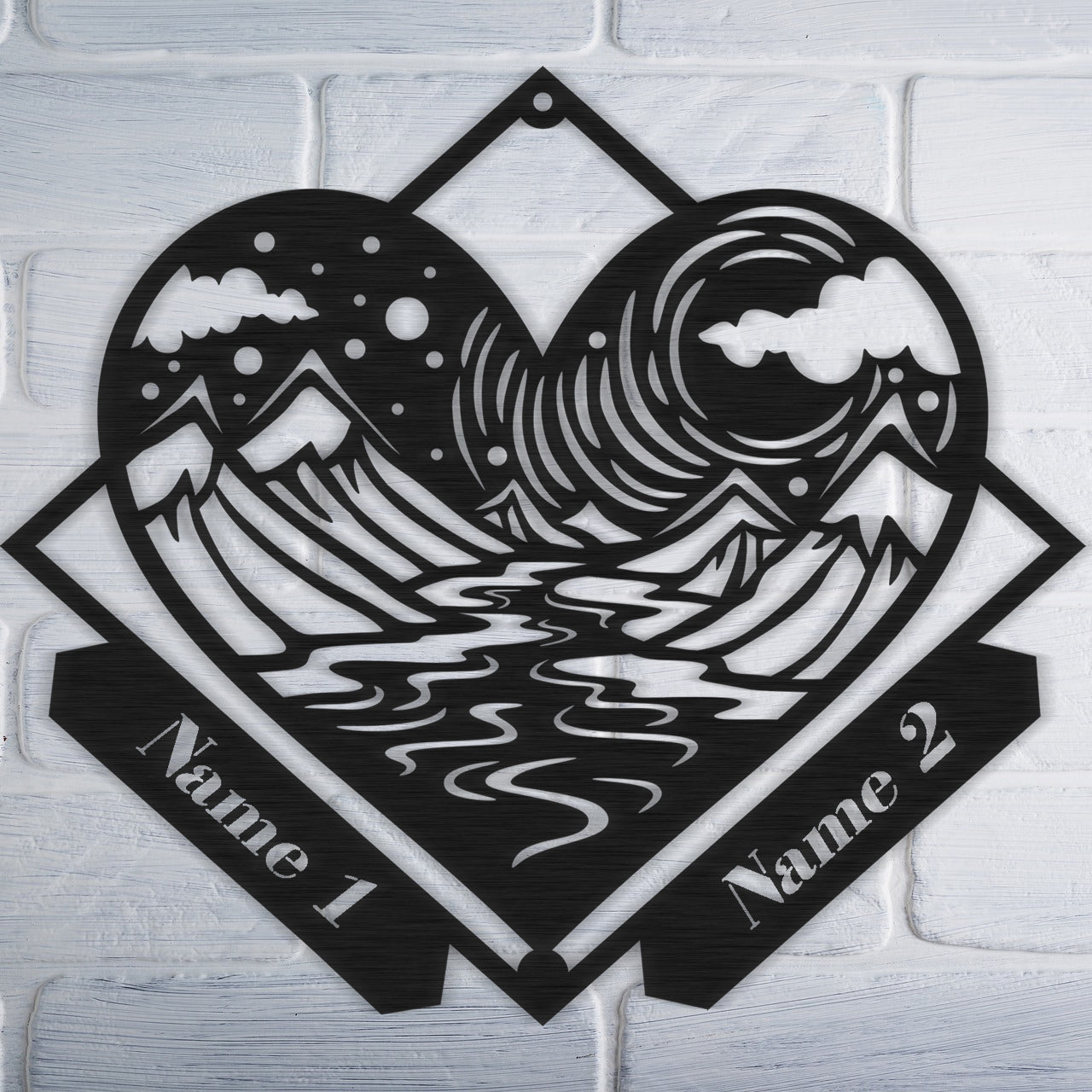 Customisable Heart with Mountains